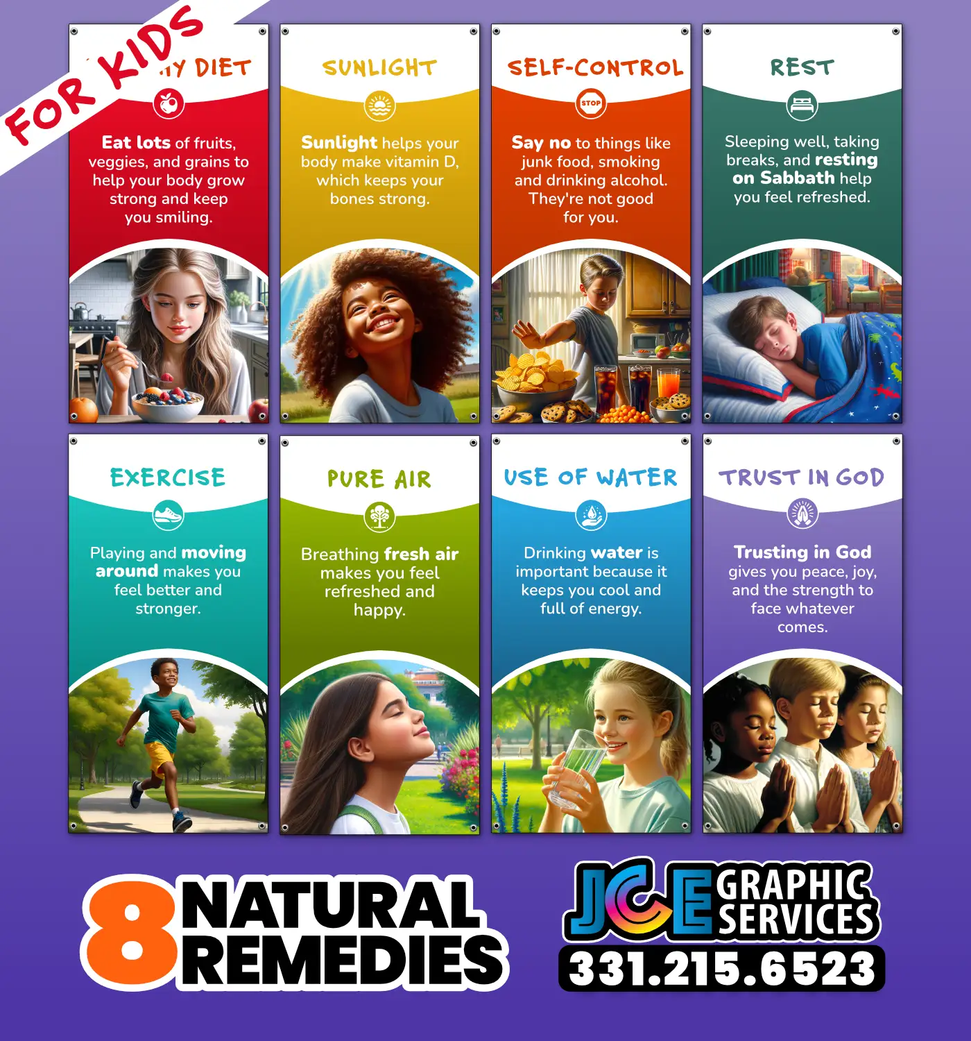 8 Natural Remedies Banner Set for Kids