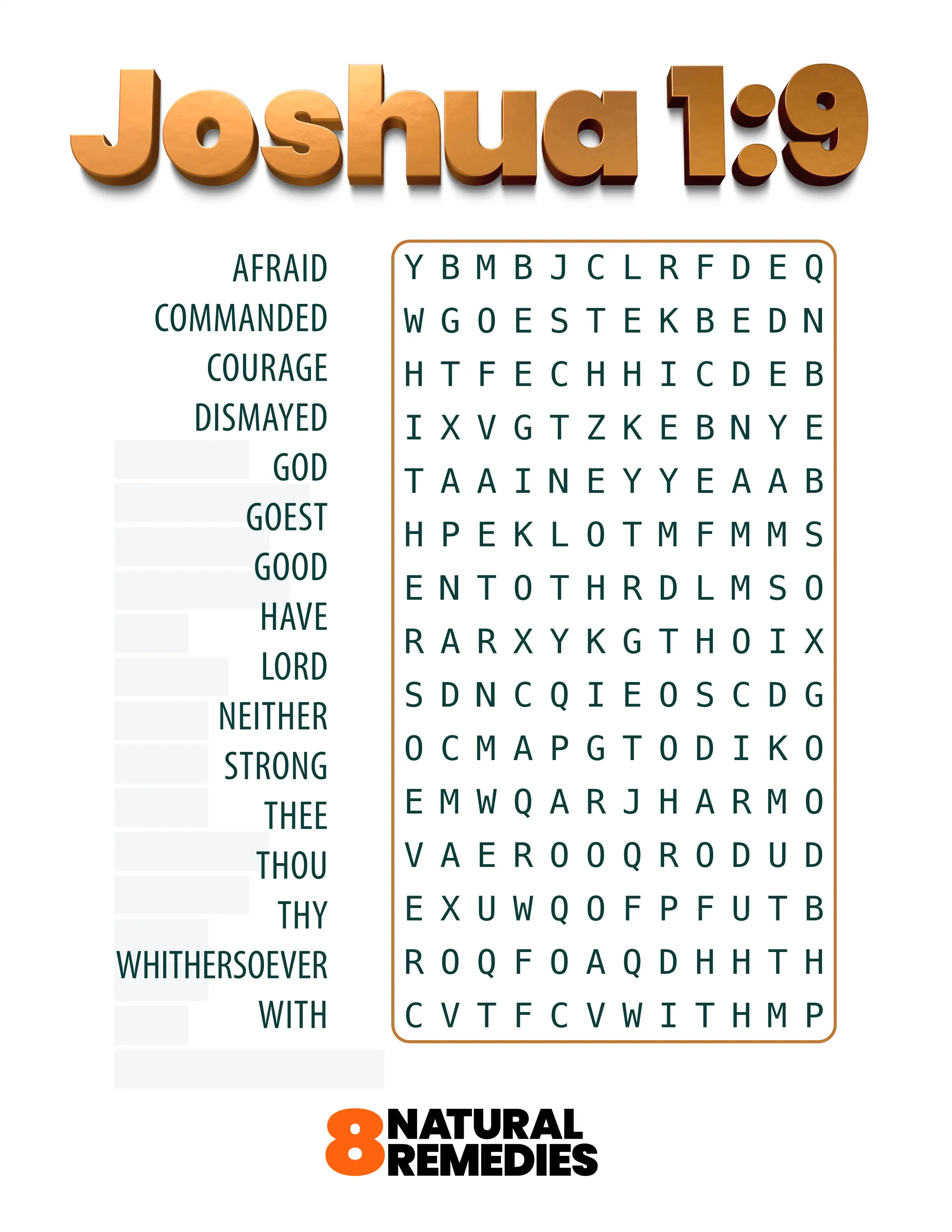 Joshua 1:9 word search puzzle