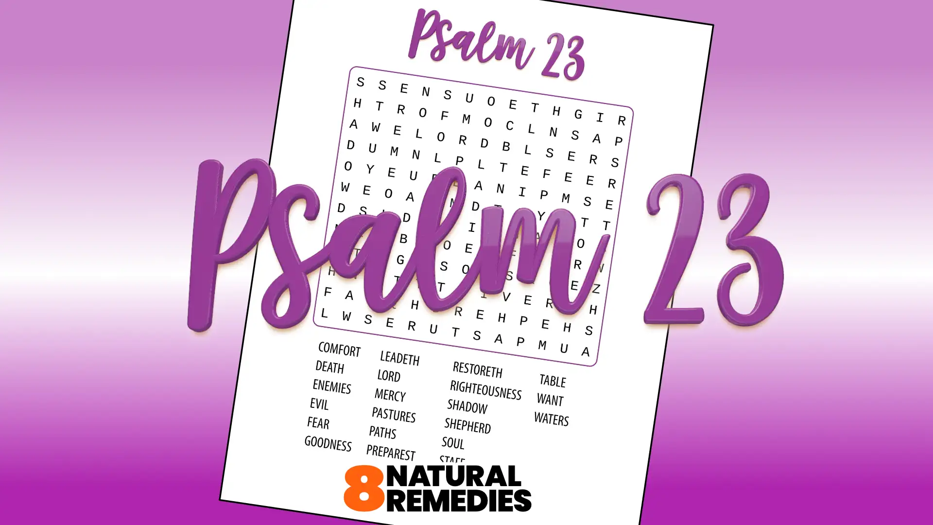 Psalm 23 word search puzzle